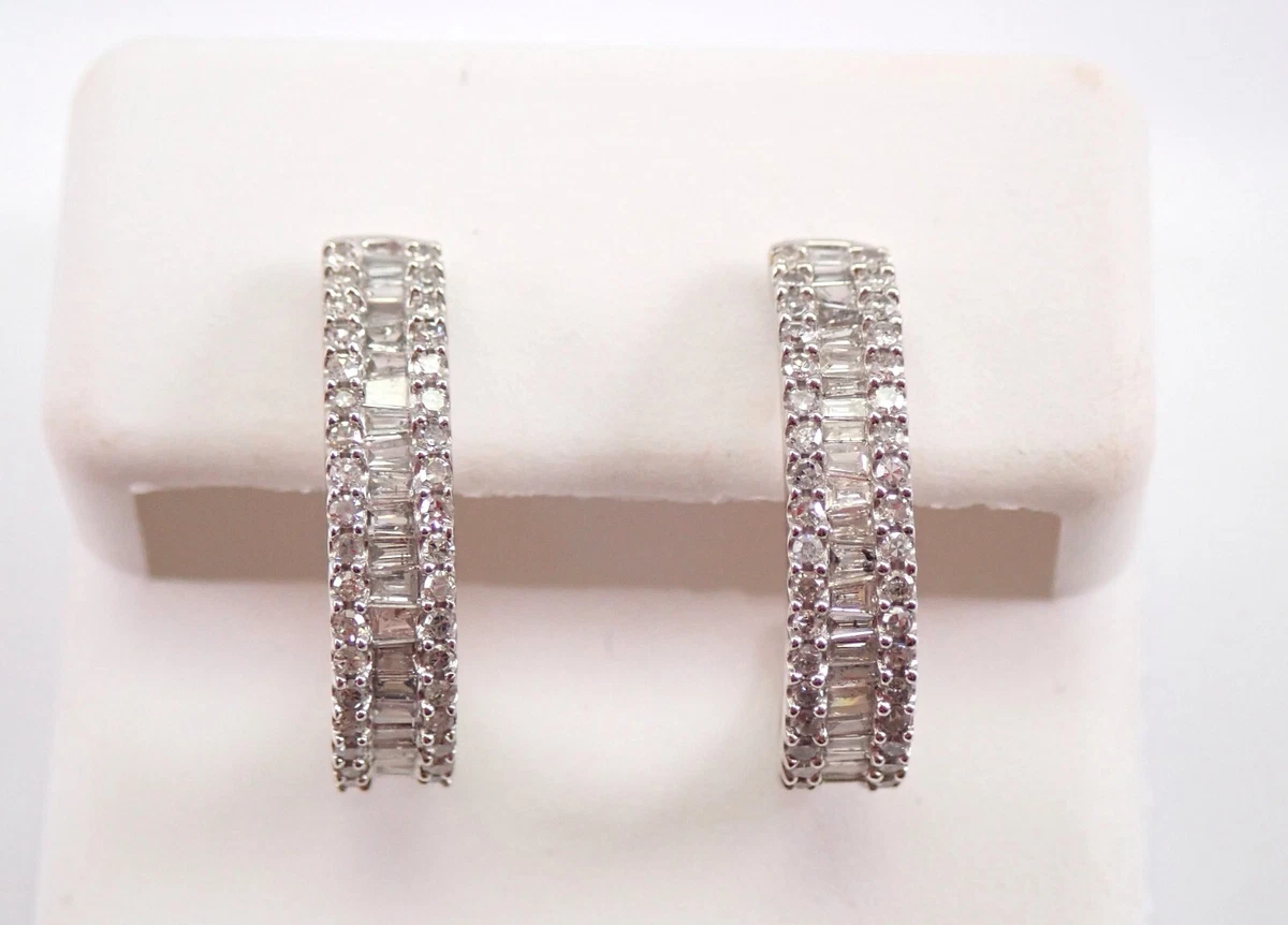 White gold on sale half hoop earrings
