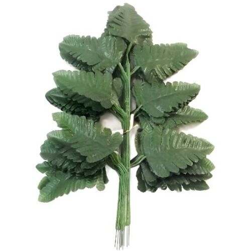 41cm Dark Green Artificial Leather Fern 12pcs - Greenery Foliage Floral Displays - Picture 1 of 1