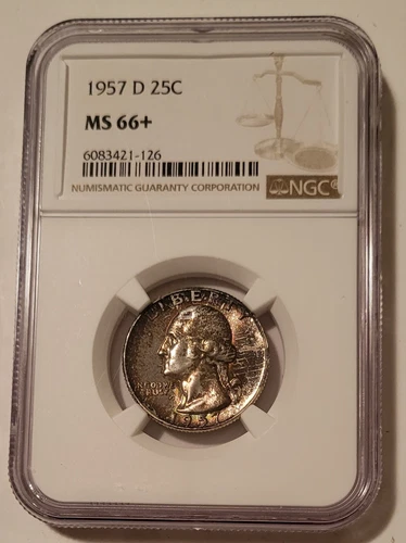 1957 D Washington Quarter Unc MS66+ NGC Toned