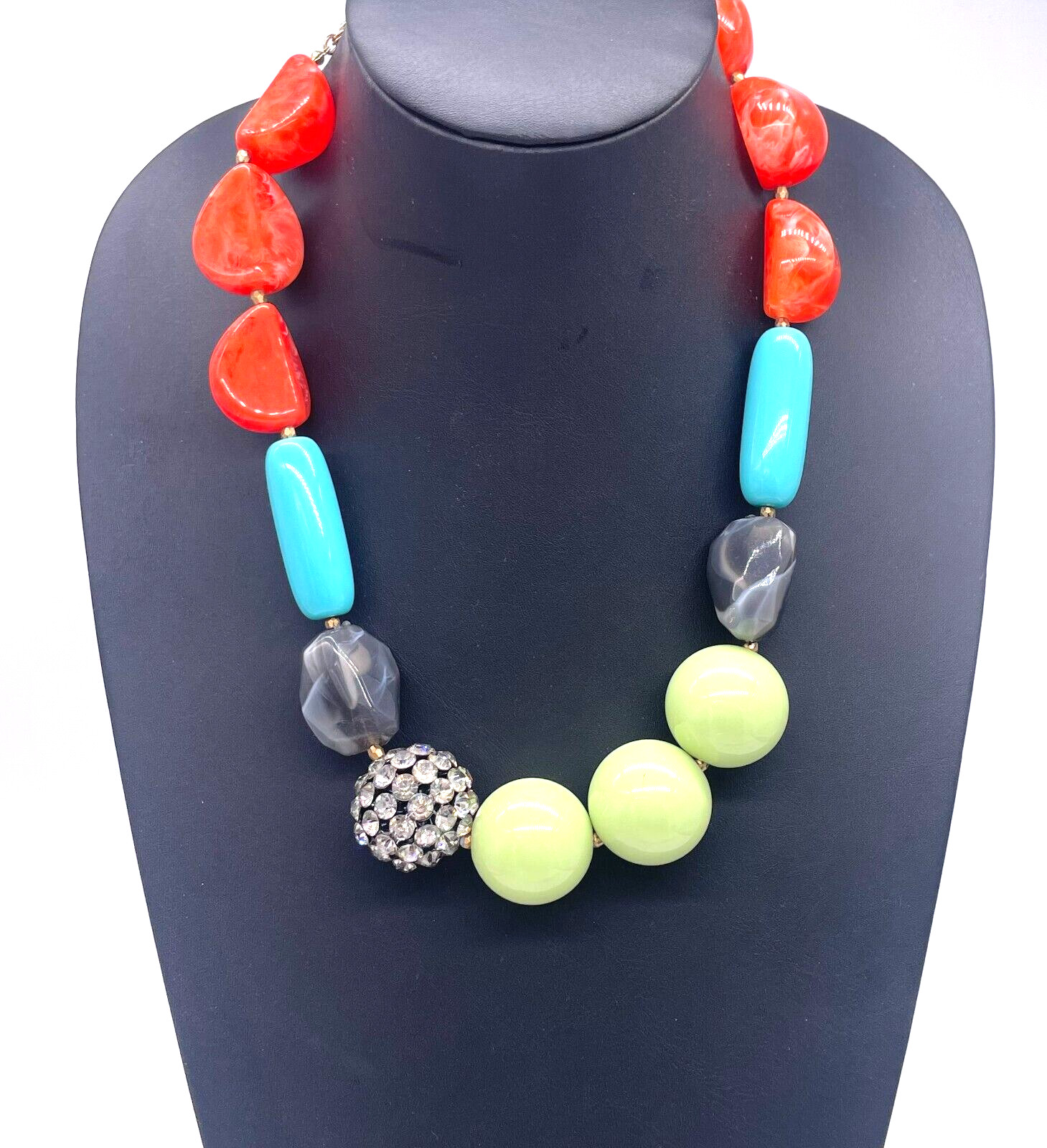 Multicolor Multi Shape Beaded Rhinestone Necklace… - image 1
