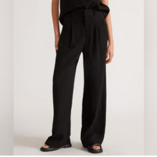 NEW Everlane Black Way High Drape Wide Leg Stripe Pant 2