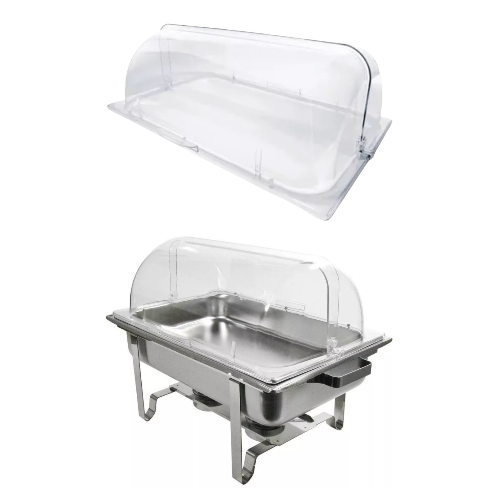 2 PACK Full Size Roll Top Chafing Dish Clear Plastic Pan Display Cover Chafer