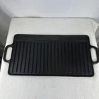 Vintage Double Sided Large Rectangle Lodge Cast Iron Grill Griddle 17" x 9.5”
