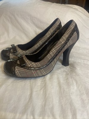 Vintage UNLISTED 90s Y2K Brown Plaid Heels SZ 8.5