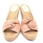 Ladies Loeffler Randall Knotted Wedge Slide Sandals 10 B Nude Leather Heel Shoes — photo 3