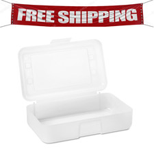 Advantus - Gem Polypropylene Pencil Box with Lid, Clear - 8 1/2 x 5 1/2 x 2/2