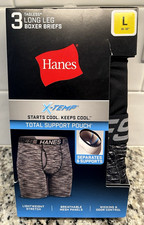 Hanes X-Temp Long Leg Boxer Briefs 3 Pack Men's Size Large 36-38" New in Pkg