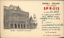 QSL radio card SP9-212 1955 Tarnow Poland Tadeusz Szymkowiak Krakow University