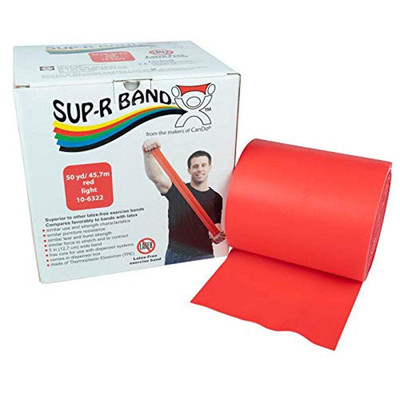 -R 81630680 Band Latex Free Exercise Band, 50 Yard Roll, Red, Level 2, Light Res