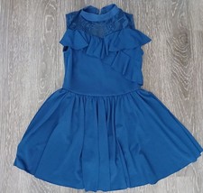 Weissman Girls Dance Costume Figure Skating Dress Leotard IC 7 8 Blue Ruffles