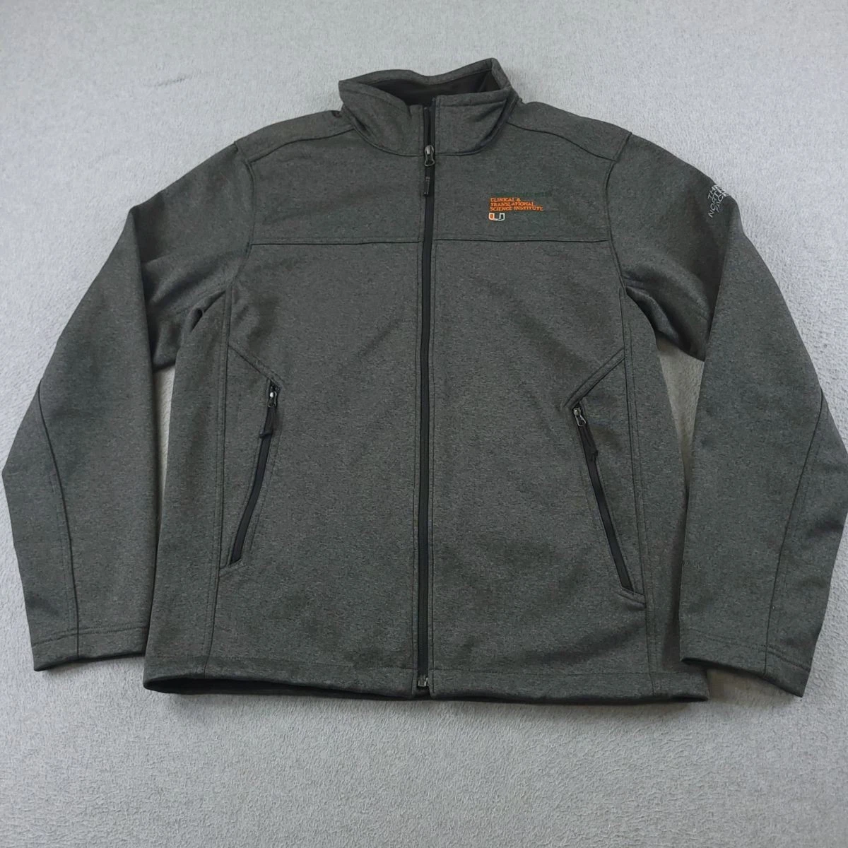 The North Face Jacket Men Medium Ridgewall Soft Shell WindWall Gray Fleece Lined