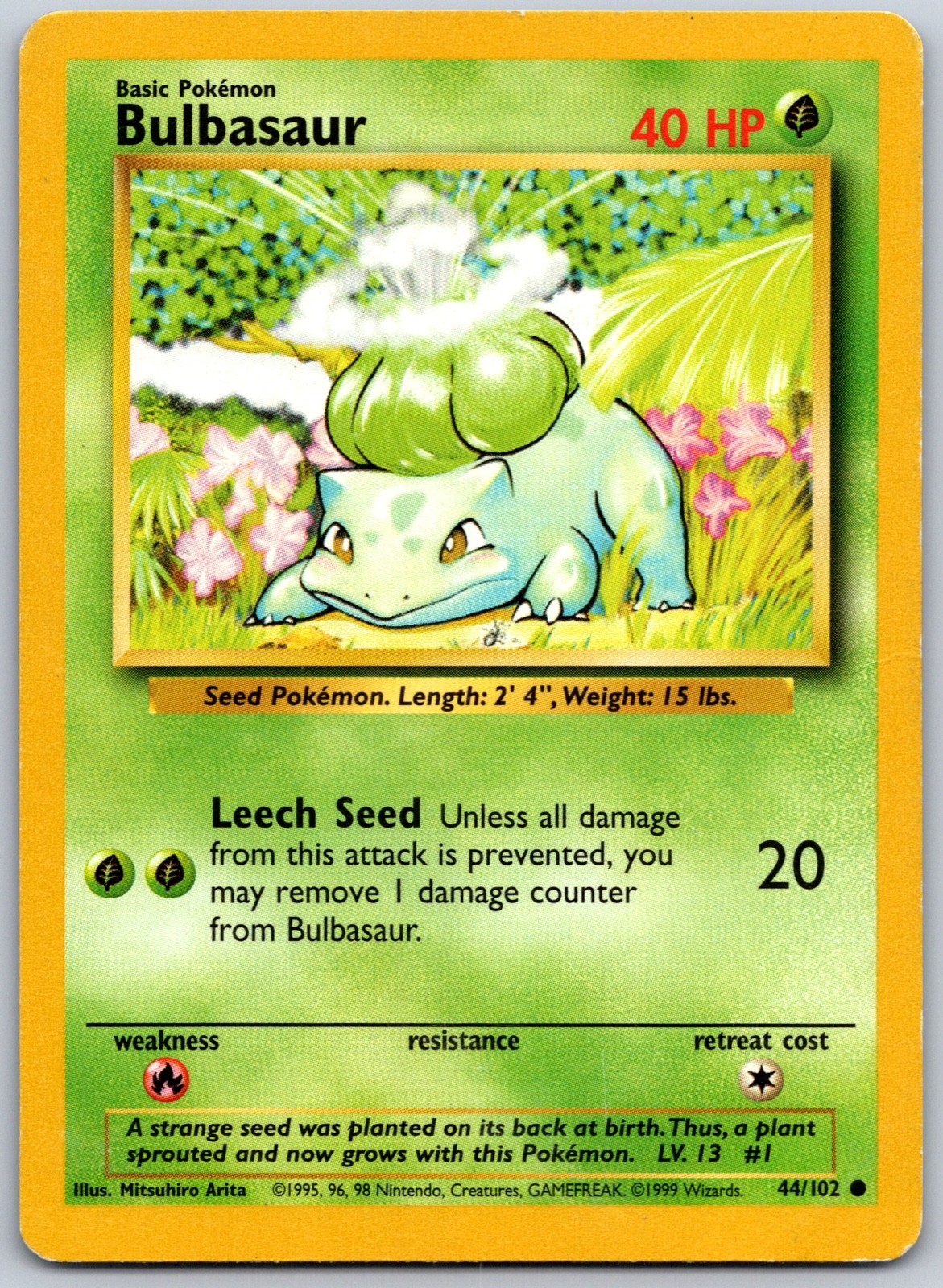 Bulbasaur Mitsuhiro Arita Base Set 044/102 DAMAGED