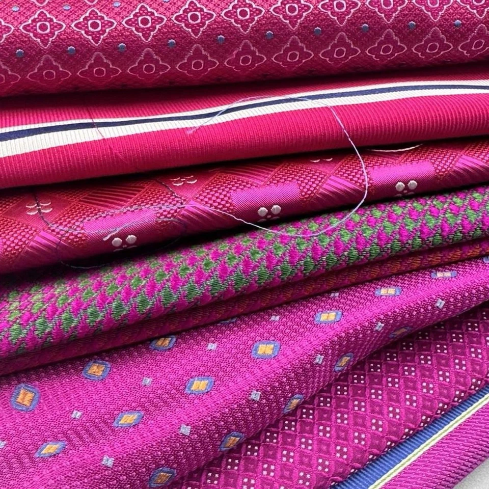 8 Piece Bundle 100% Italian Silk Fabric Magenta Remnants DIY Sewing - Image 2 of 4
