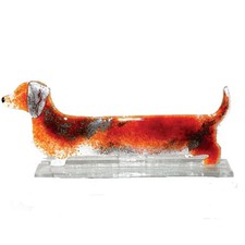 Nobile Glassware Brown Dachshund Glass Sausage Dog Ornament 703-12