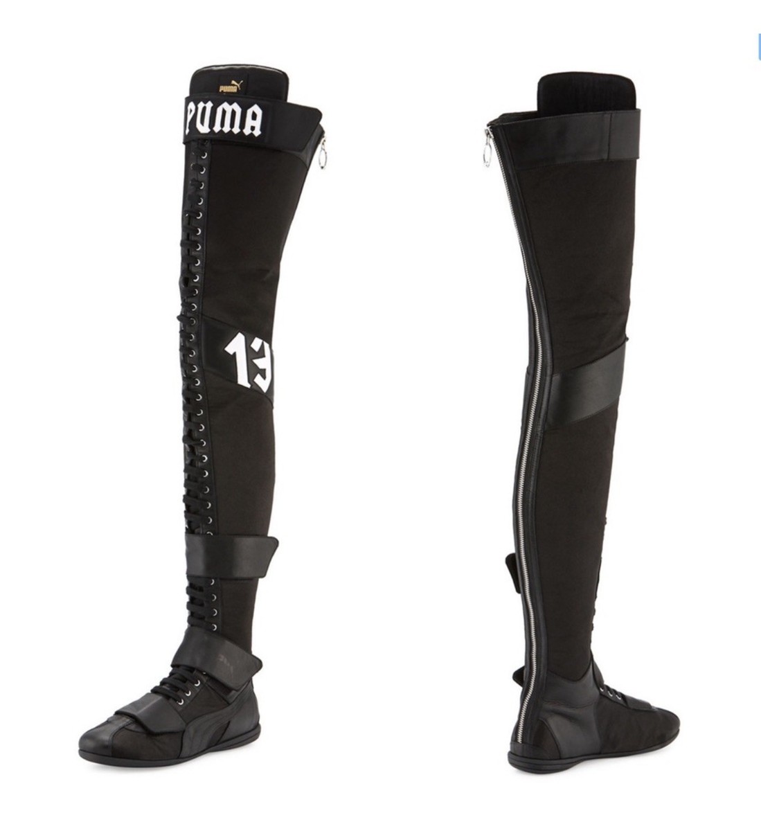Puma X Fenty By Rhianna Eskiva Thigh High Black Satin/Leather