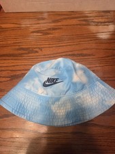 Child  s Nike Bucket Sun Protection Hat Light Blue And White.