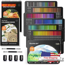Shuttle Art 138 Colors Professional Colored Pencils, Soft Core Coloring Pencils