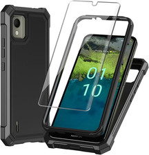 For Nokia C110 Case, with Tempered Glass Screen Protector 360 Full-Body Soft TPU