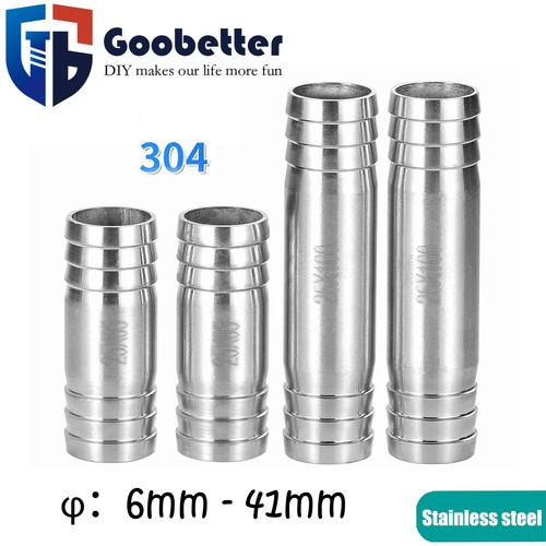 Stainless Steel Straight Hose Joiner Barbed Connector Air Fuel Water Pipe Tubing - Picture 1 of 48