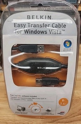 BELKIN EASY TRANSFER CABLE LAPTOP PC COMPUTER USB to USB SYNC FILES, NEW FACTORY