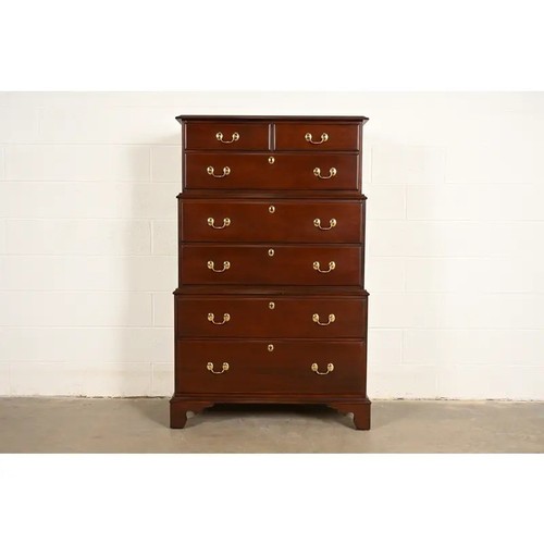 Harden Furniture Georgian Solid Mahogany Triple Chest-on-Chest Highboy Dresser