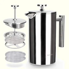 Secura French Press Coffee Maker, 304 Grade Stainless Steel Insulated Coffee