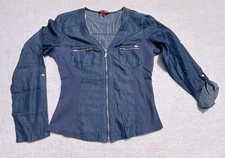 Guess Women’s Light Jean Blouse Zipper Closure Size Medium NEW 