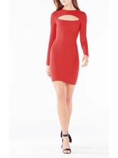 CRYSTAL DOLLS Womens Short Dress Red Long Sleeve Open Back Lined Juniors S