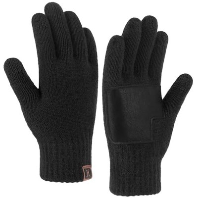 Mens Winter Gloves Touchscreen Warm Gloves for Men Cold Weather One Size Black