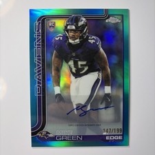 2025 Topps Chrome Mike Green Rookie Auto Aqua Refractor #147/199 RC Ravens
