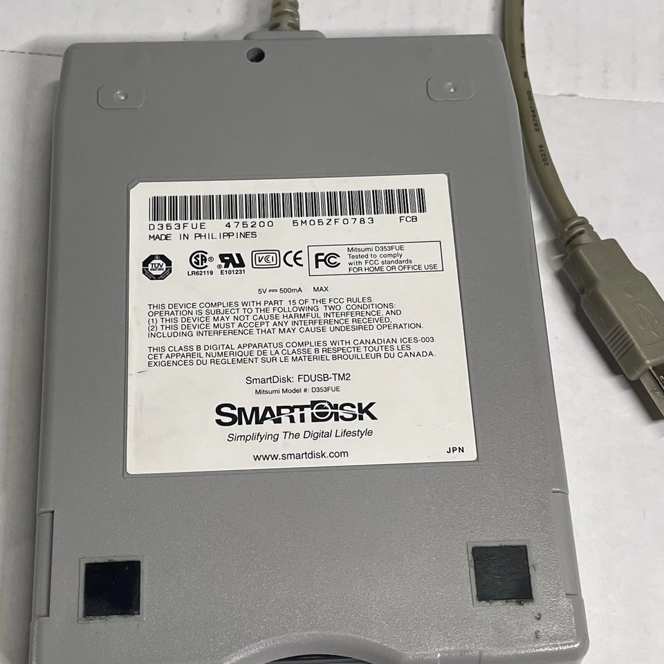 SmartDisk USB Floppy Drive *Used* FDUSB-TM2 Tested - Image 2 of 3