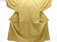 7752045: JAPANESE KIMONO / ANTIQUE MENS KIMONO / SILK / TSUMUGI / WOVEN GRID