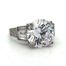 Designer 925 Sterling Silver Round Cubic Zirconia Solitaire Engagement Ring