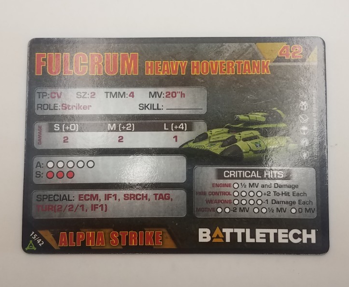 Battletech Aces Scouring Sands - Fulcrum Hovertank *Tank & Alpha Strike ...