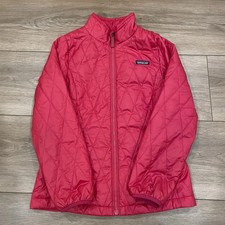 Patagonia Nano Puff Jacket Girls L 12 Diamond Quilted Red Primaloft Worn Wear