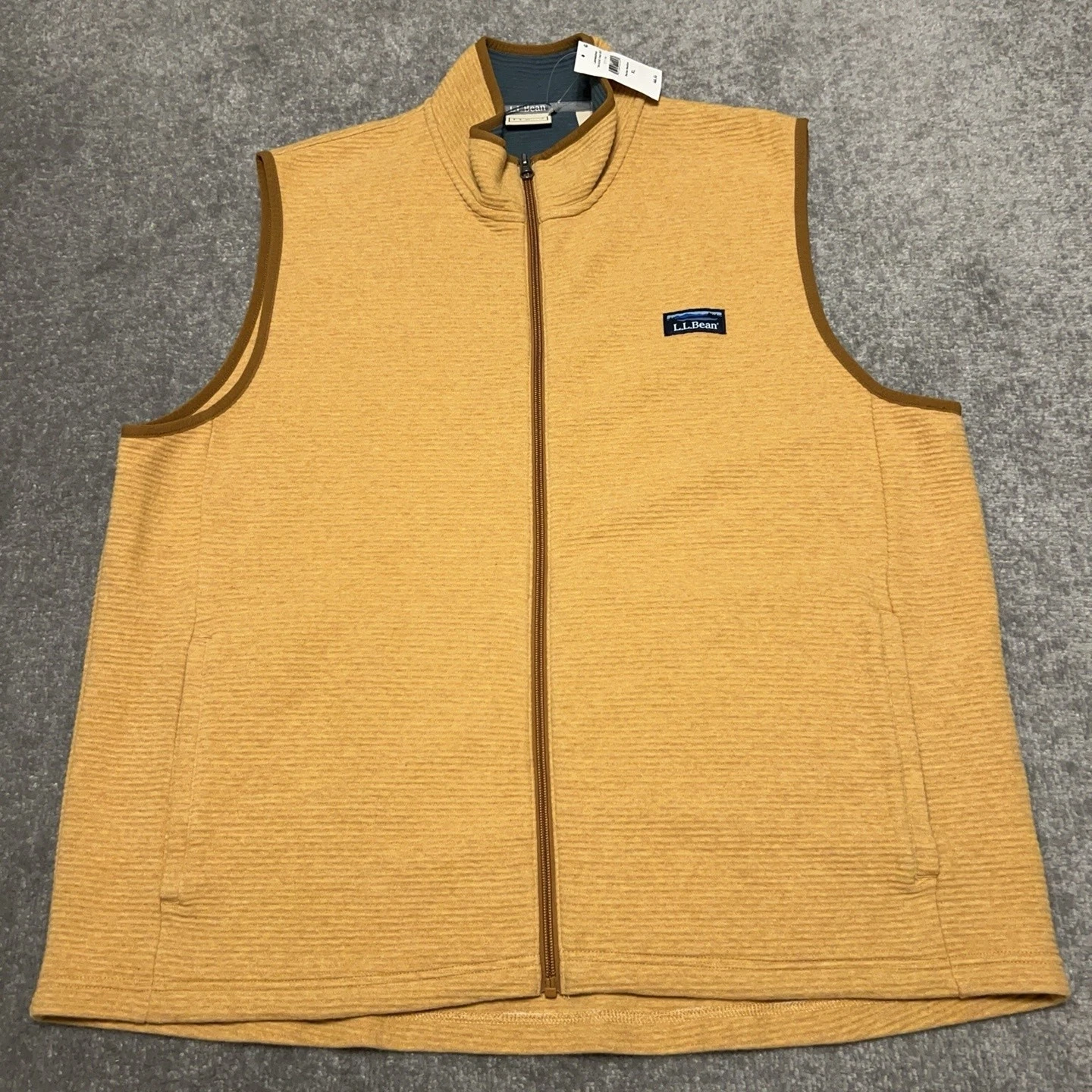 LL Bean Vest Mens XL Barley Heather Lakewashed Double Knit Full Zip NEW $69.95 image 1
