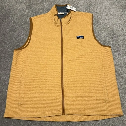 LL Bean Vest Mens XL Barley Heather Lakewashed Double Knit Full Zip NEW $69.95 video thumbnail