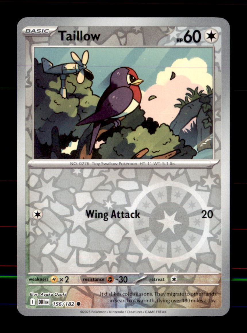 Taillow 156/182 Common Destined Rivals Pokemon Reverse Holo Near Mint