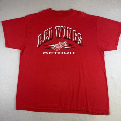 Detroit Red Wings T-Shirt Men's XL Red NHL Hockey Vintage Y2K Spellout 3D Text