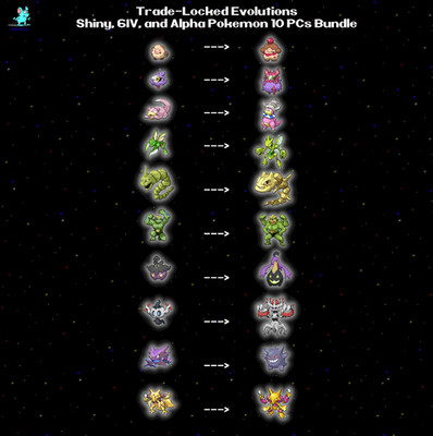 Shiny 6IV Alpha Trade Locked Evolution Evolve 10 PCs Pokemon Bundle Legends Z-A