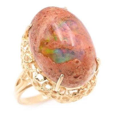 12.107ct Natürlicher Opal Ring Cabochon 18K Gelbgold Filigran-Design - Bild 1 von 4