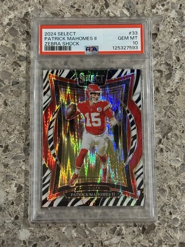 Patrick Mahomes 2024 Select Zebra Shock Prizm SSP Case Hit PSA 10 GEM MINT