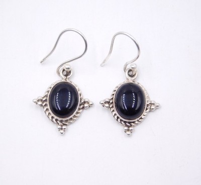925 Sterling Silber Ohrringe Natürlich Schwarzer Onyx Cab Gemm 1,25 Zoll