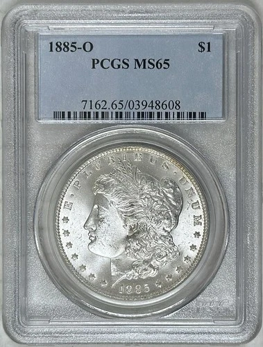 1885 O MORGAN SILVER DOLLAR PCGS MS65