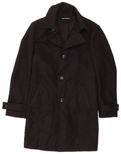 Vintage Mens Overcoat IT 48 Medium Black Wool TP01