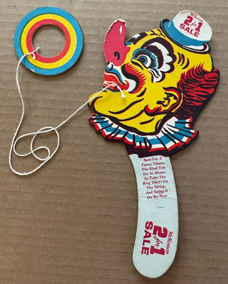 Vintage McKESSON 2 for 1 Sale Funny Clown Ring String Toy