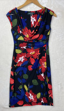Lauren RL Dress Womens 2 Petite Floral Cowl Neck Jersey Stretch Office Work