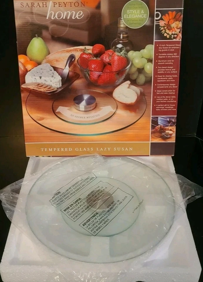 Sarah Peyton Home Tempered Lazy Susan Spinning Turntable Kitchen Glass 12” NIB - Image 2 of 4