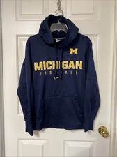 Nike Michigan Wolverines NCAA Football Therma Fit Blue Pullover Hoodie Men's S