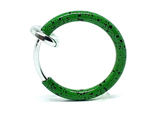 Fake Nose Ring Hoop Spring Green Speckled Retractable Septum Lip Nose Clip On - 第 3/12 張圖片